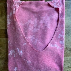 Anama Deep V-Neck Hoodie | Pink | Elbow Patch Sleeves | Size S/M